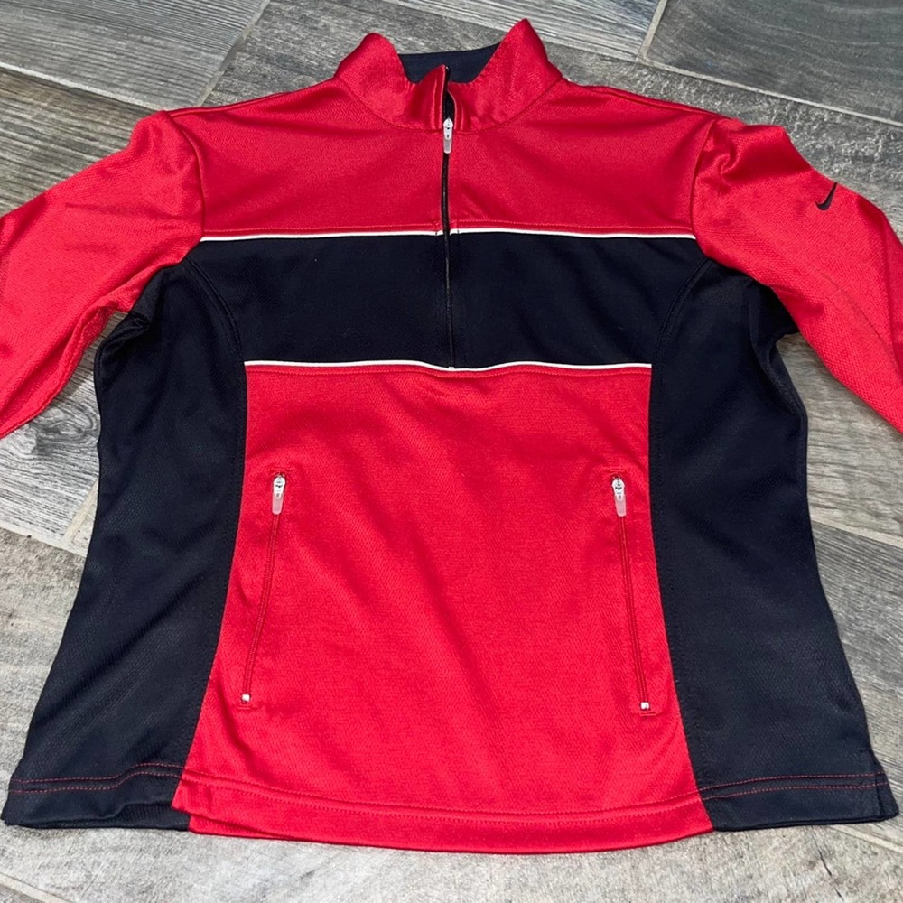 Nike Dry Fit Zip Up Sweater Red Size Medium